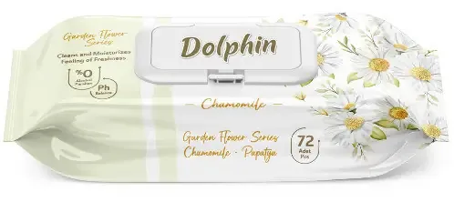 Серветки вологі Dolphin Chamomille, з клапаном, 72 шт