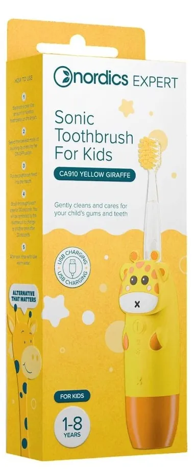 Зубна щітка звукова Nordics Expert CA910 Giraffe дитяча жовта