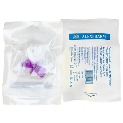 Катетер внутрішньовенний Alexpharm Butterfly тип метелик 24G, фіолетовий, 1 штука