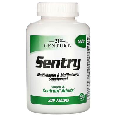 Мультивітаміни та мінерали для дорослих 21st Century Sentry Multivitamin Multimineral, 300 таблеток
