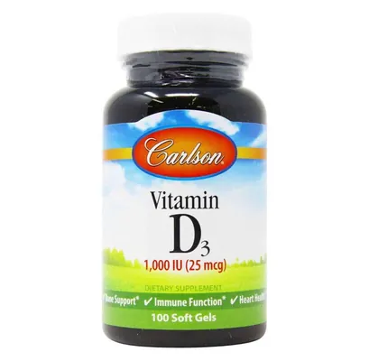 Вітамін Д3 Carlson Labs Vitamin D3 1000 МО (25 мкг), 100 гелевих капсул