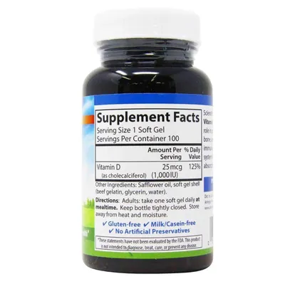 Вітамін Д3 Carlson Labs Vitamin D3 1000 МО (25 мкг), 100 гелевих капсул