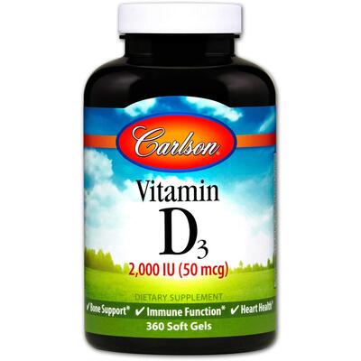 Витамин Д3 Carlson Labs Vitamin D3 2000 МЕ (50 мкг), 360 гелевых капсул
