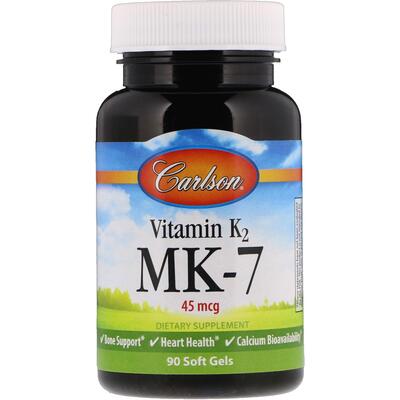 Витамин K2 МК-7 Carlson Labs Vitamin K2 (MK-7) 45 мкг, 90 капсул