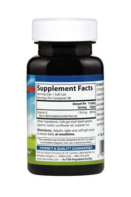 Витамин Е Carlson Labs E-Gems Natural Vitamin E 200 МЕ, 90 гелевых капсул