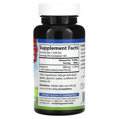 Вітамін Е Carlson Labs E-Gems Natural Vitamin E 268 мг (400 МО), 140 гелевих капсул