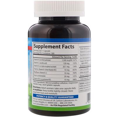 Железо для женщин Carlson Labs Women's Iron Restore, 180 капсул