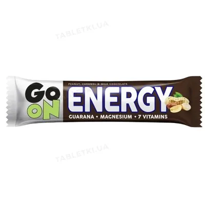 Батончик Go On Nutrition Energy гуарана-магній-7 вітамінів шоколад з арахісом, 50 г