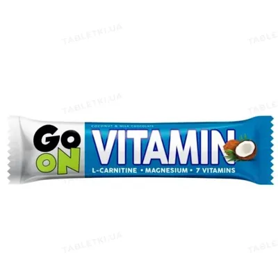 Батончик Go On Nutrition Vitamin L-карнітин-магній-7вітамінів кокос, 50 г