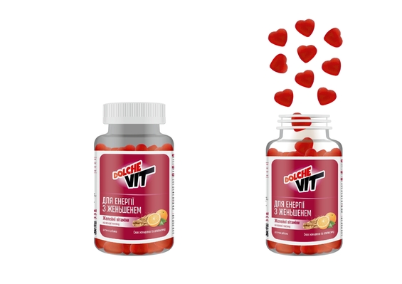 Витамины желейные Dolche Vit Энерджи Комплекс на основе пектина со вкусом женьшеня и апельсина №60