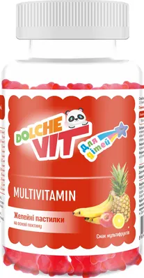 Желейні пастилки Dolche Vit Мультивітамін для дітей на основі пектину для дітей зі смаком мультифрукт №60