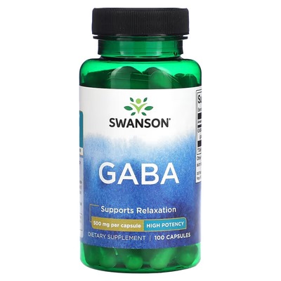 Аминокислота Swanson GABA капсулы по 500 мг, №100