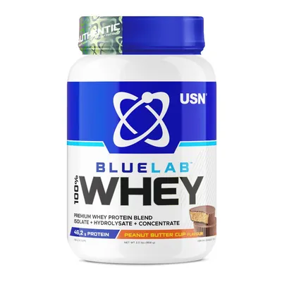 Протеїн сироватковий змішаний USN Blue Lab 100% Whey арахісова олія, 908 г