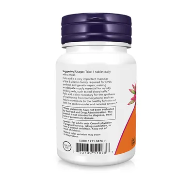 Фолієва кислота NOW Folic Acid 800 мкг with Vitamin B-12 таблетки №30