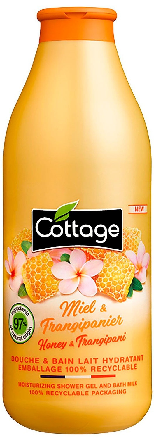 Гель для ванны и душа Cottage Moisturizing Shower Gel And Bath Milk увлажняющий Мед + Франжипани, 750 мл