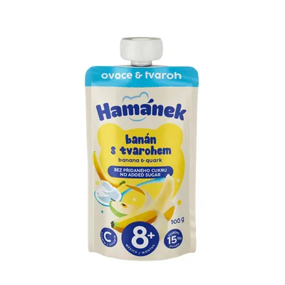 Пюре фруктове Hame Hamanek Яблуко, банан та сир, 100 г
