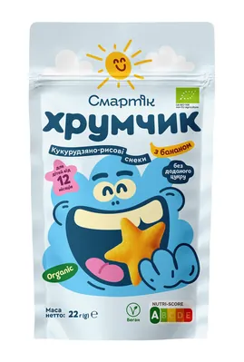 Снеки Смартік Хрумчик органічні кукурудзяно-рисові з бананом для дітей з 12 місяців, 22 г