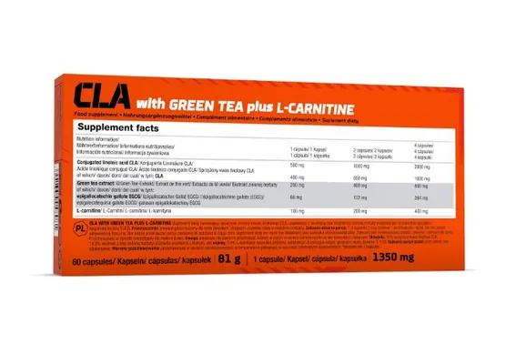 Жироспалювач Olimp CLA with Green Tea plus L-carnitine Sport Edition, 60 гелевих капсул