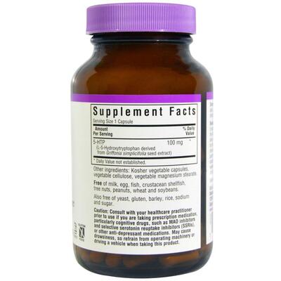 5-HTP (5-гидрокситриптофан) Bluebonnet Nutrition 5-HTP 100 мг, 60 вегетарианских капсул