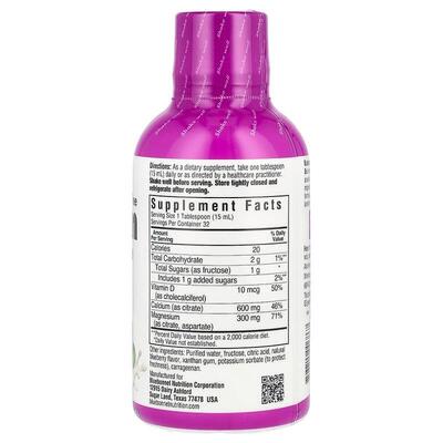 Кальций и Магний цитрат + Витамин D3 Bluebonnet Nutrition вкус черника, 472 мл