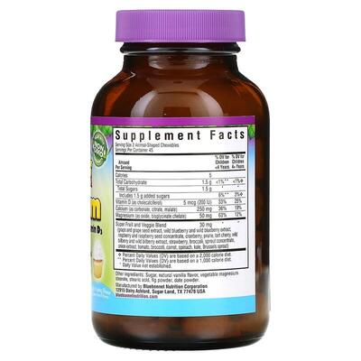 Кальций Магний & Витамин D3 для детей Bluebonnet Nutrition Rainforest Animalz, вкус ваниль, 90 жевательных конфет