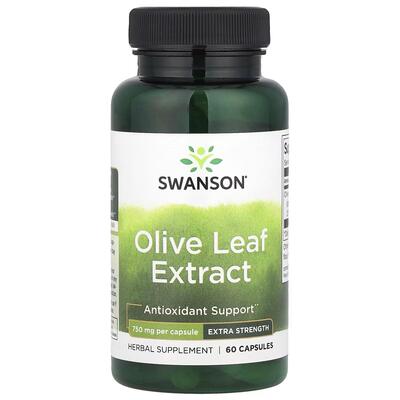 Экстракт листьев оливы Swanson Olive Leaf Extract 750 мг (20% Oleuropein), 60 капсул