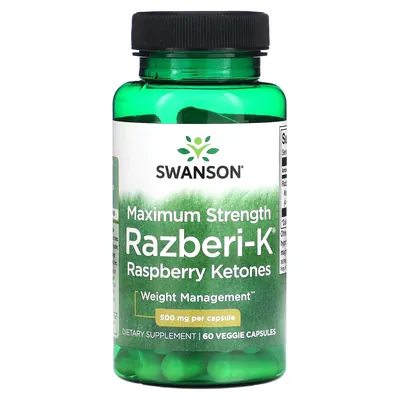 Малинові кетони Swanson Razberi-K Raspberry Ketones 500 мг, 60 капсул