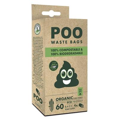 Пакеты M-Pets POO Dog Waste Bags 100% Compostable & Biodegradable биоразлагаемые для уборки за собаками, 60 штук