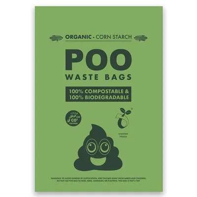 Пакети M-Pets POO Dog Waste Bags 100% Compostable & Biodegradable біорозкладні для прибирання за собаками, 60 штук