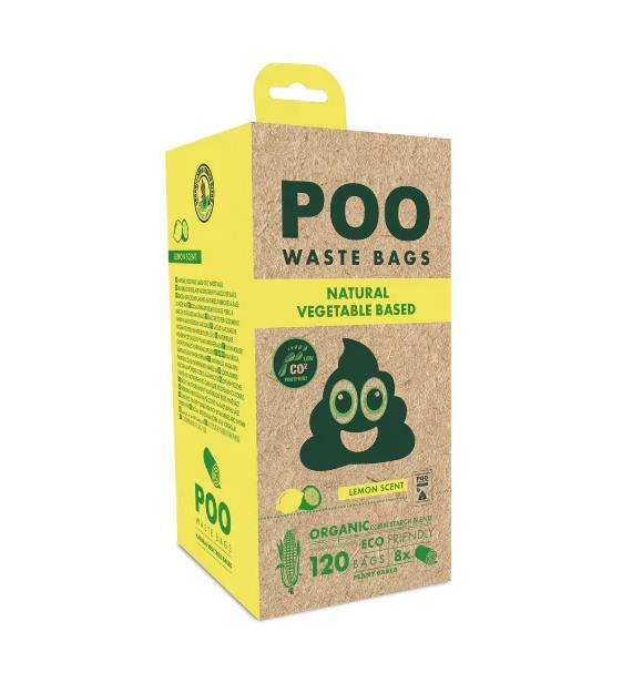Пакеты M-Pets POO Dog Waste Bags Lemon для уборки животных с ароматом лимона, 120 штук