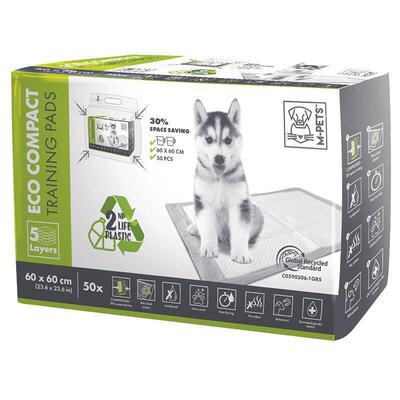 Пеленки M-Pets Eco Compact Training Pad экологичные тренировочные для щенков, размер 60х60 см, 50 штук
