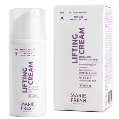 Крем-ліфтинг для обличчя Marie Fresh денний з муцином равлика для зрілої жирної та комбінованої шкіри, 30 мл