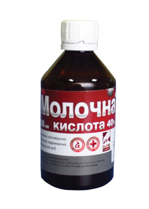 Молочная кислота 40% (ДЛЯ ЖИВОТНЫХ) раствор, 100 мл