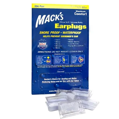 Беруші вкладки вушні MACK`S Pillow Soft Silicone Earplugs 200 силіконові білі, 200 пар