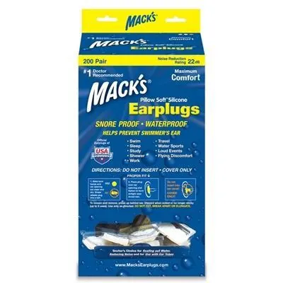 Беруші вкладки вушні MACK`S Pillow Soft Silicone Earplugs 200 силіконові білі, 200 пар