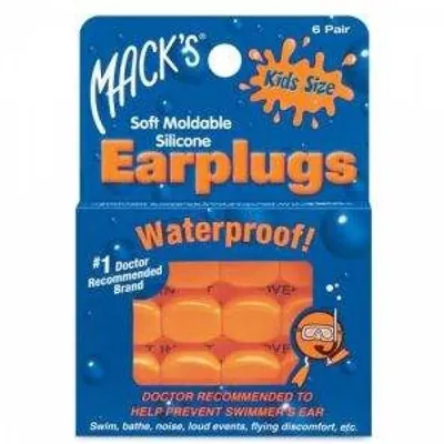 Беруші вкладки вушні MACK`S Pillow Soft Silicone Earplugs Kids Size 10 дитячі силіконові помаранчеві, 6 пар