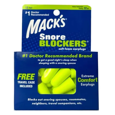Беруші вкладки вушні MACK`S Snore Blockers 2810 захист від шуму до 32 дБ, салатові, 12 пар