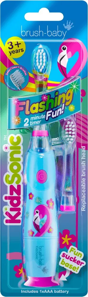 Електрична зубна щітка Brush-Baby KidzSonic 3+ роки, Фламінго