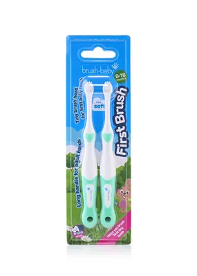 Зубна щітка Brush-Baby First Brush 0-18 місяців, колір в асортименті, 2 шт