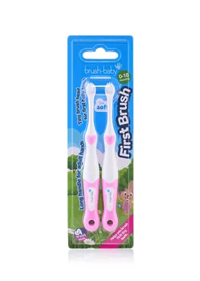 Зубна щітка Brush-Baby First Brush 0-18 місяців, колір в асортименті, 2 шт