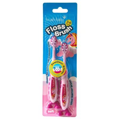 Зубна щітка Brush-Baby FlossBrush 3-6 років, колір в асортименті, 2 шт