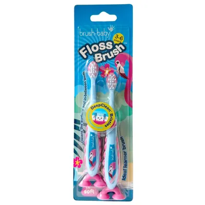 Зубна щітка Brush-Baby FlossBrush 3-6 років, колір в асортименті, 2 шт