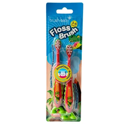 Зубна щітка Brush-Baby FlossBrush 3-6 років, колір в асортименті, 2 шт
