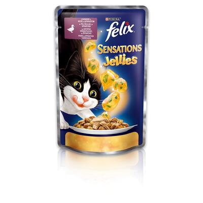 Корм влажный для кошек Purina Felix Sensations в желе с уткой и шпинатом, 100 г