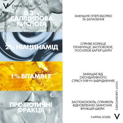 Флюид Vichy Capital Soleil SPF50+ солнцезащитный ежедневный невесомый для кожи склонной к жирности и несовершенствам, 40 мл