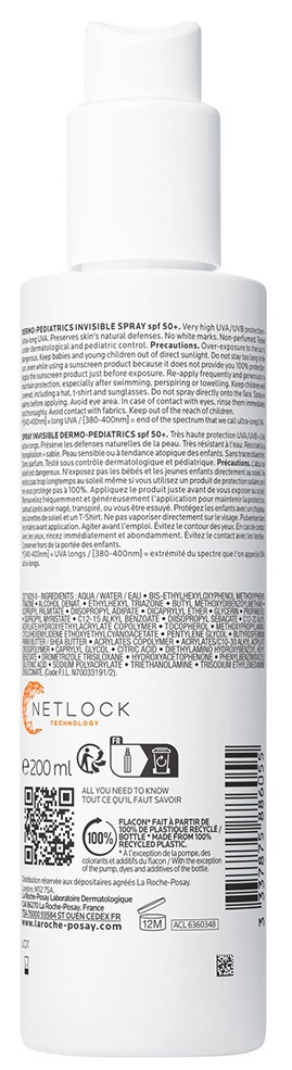 Спрей La Roche Posay Anthelios UVMune 400 Dermo-Pediatrics SPF50+ сонцезахисний легкий для чутливої та схильної до подразнень шкіри дітей, 200 мл