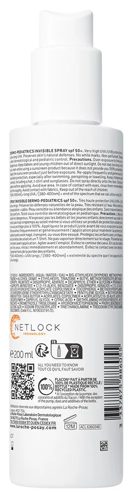 Спрей сонцезахисний La Roche-Posay Anthelios SPF50+ UVMune 400 Dermo-Pediatrics легкий для чутливої та схильної до подразнень шкіри дітей, 200 мл