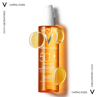 Масло Vichy Capital Soleil SPF50+ солнцезащитное водостойкое для кожи лица, тела и кончиков волос, 200 мл.