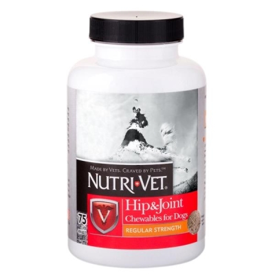 Добавка Nutri-Vet Hip and Joint Regular Strength Связи и суставы 1й уровень для собак, 75 таблеток жевательных
