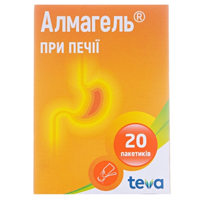 Алмагель суспензия ор. по 10 мл №20 в пак.